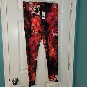 Material Girl NWT Red/Pink/Black Abstract Leggings XL
